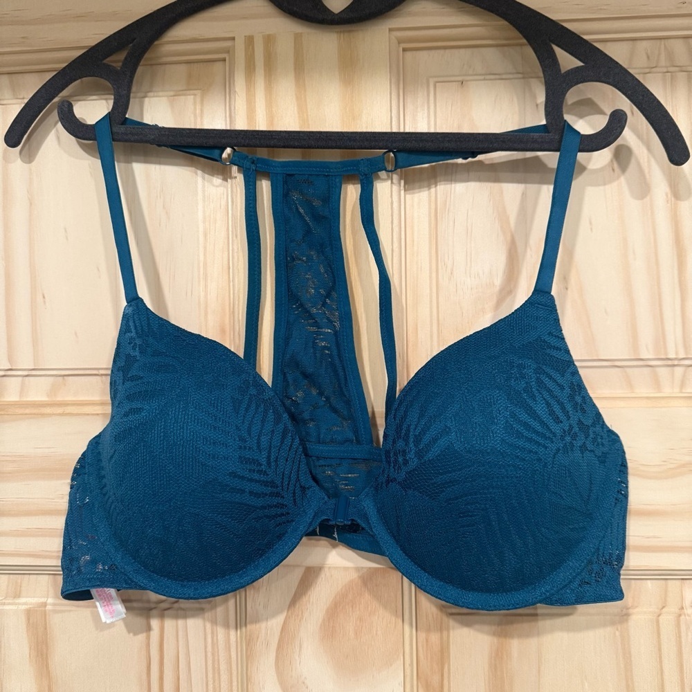 PINK Victoria's Secret Teal Lace Push-Up Bra 36B